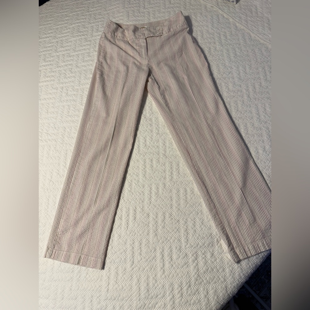 Talbots Seersucker Pink and White Striped Women’s Pants Size 4P
